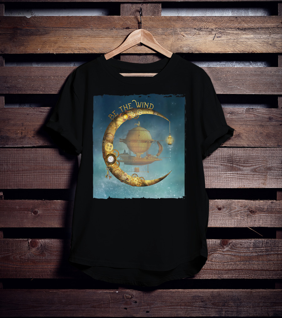 Be The Wind Fantasy Airship Steampunk Moon Gears T-Shirt