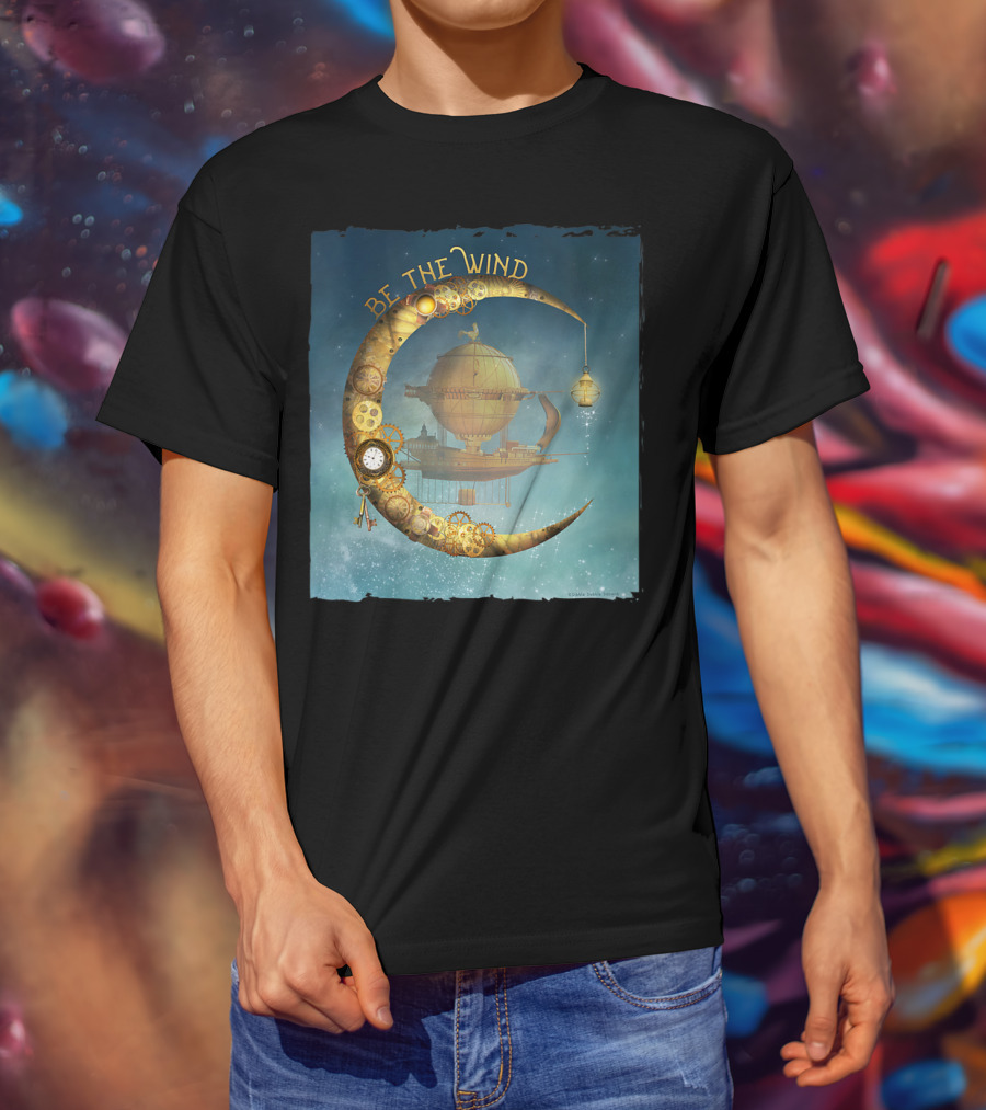 Be The Wind Fantasy Airship Steampunk Moon Gears T-Shirt
