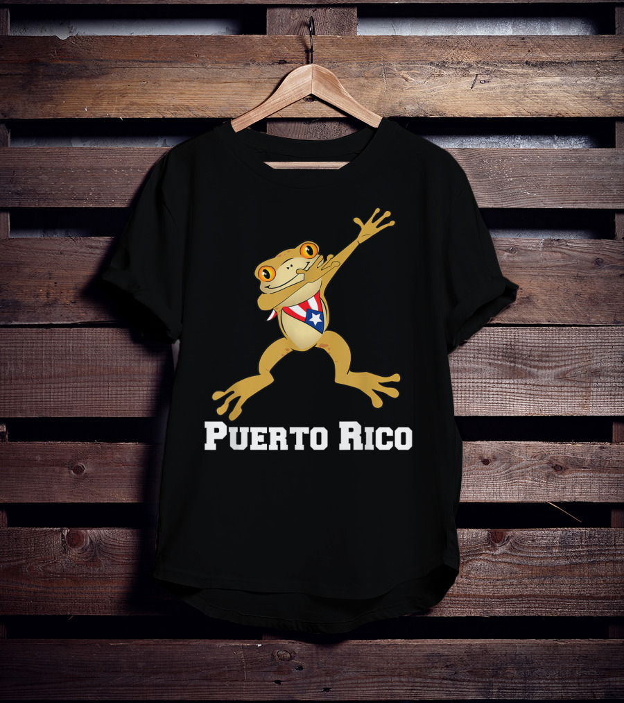Dabbing Coqui Frog Puerto Rico Flag T-Shirt