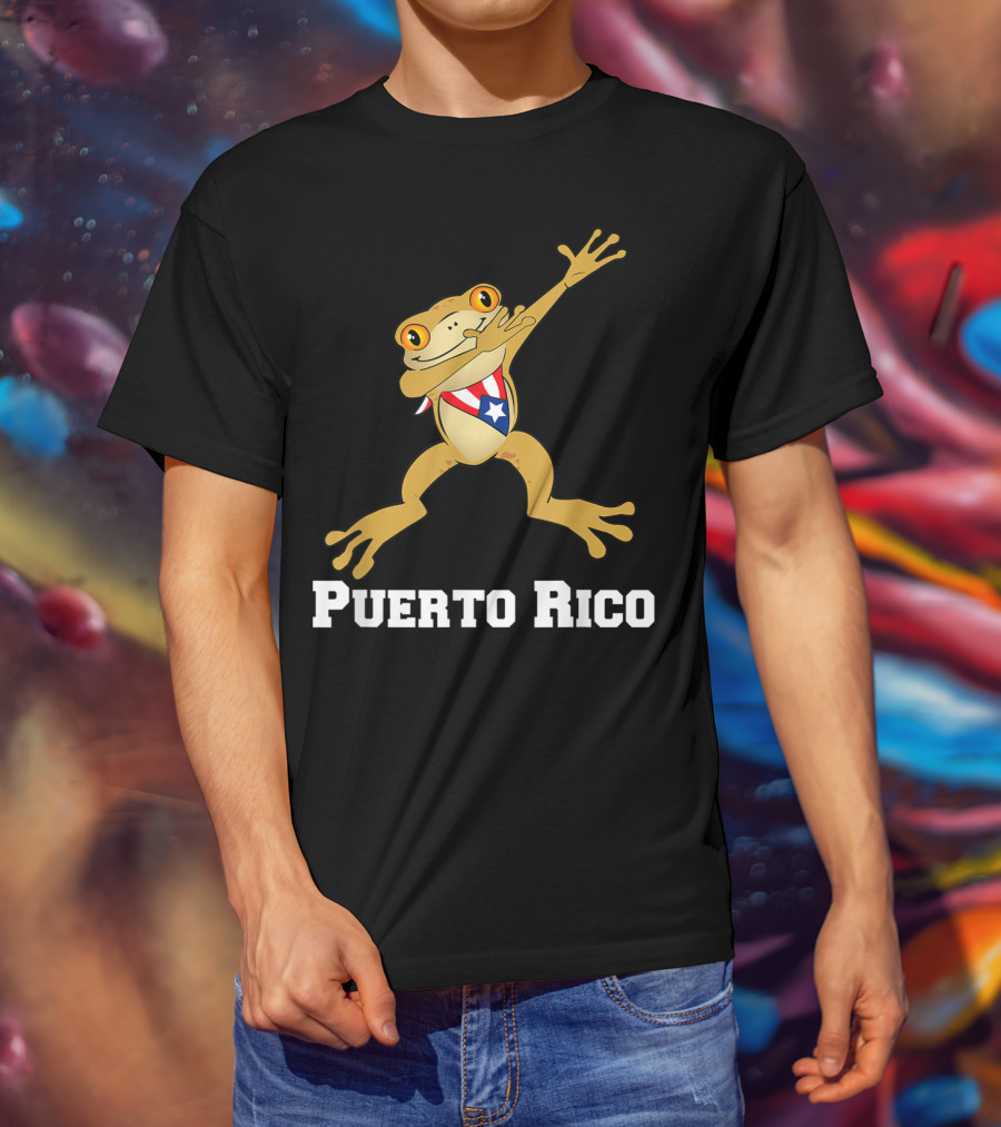 Dabbing Coqui Frog Puerto Rico Flag T-Shirt