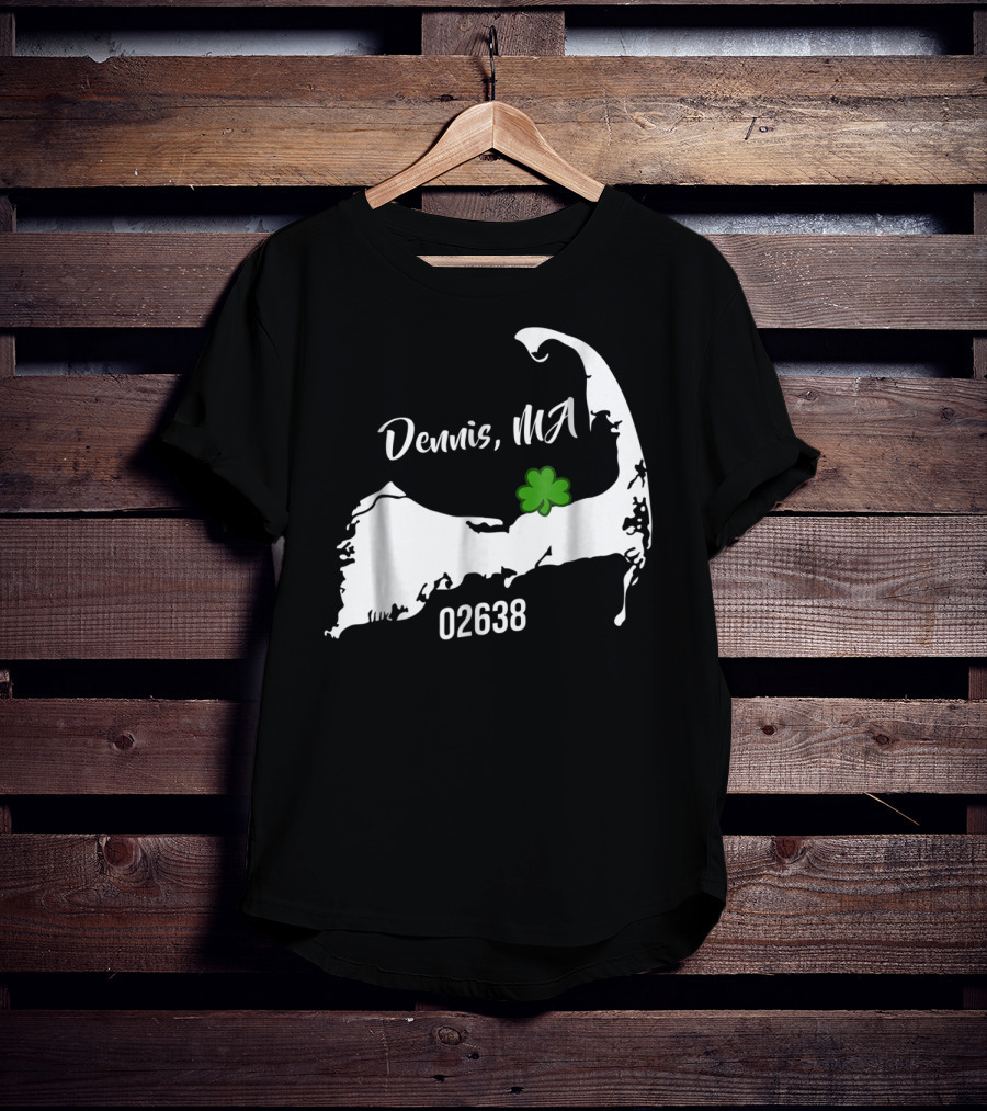 Dennis MA 02638 Cape Cod Shamrock Summer Map T-Shirt