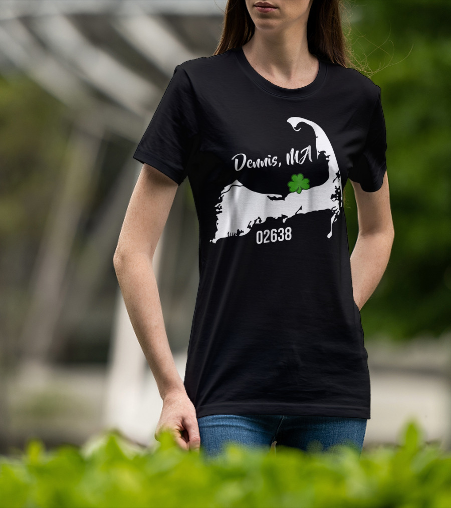 Dennis MA 02638 Cape Cod Shamrock Summer Map T-Shirt