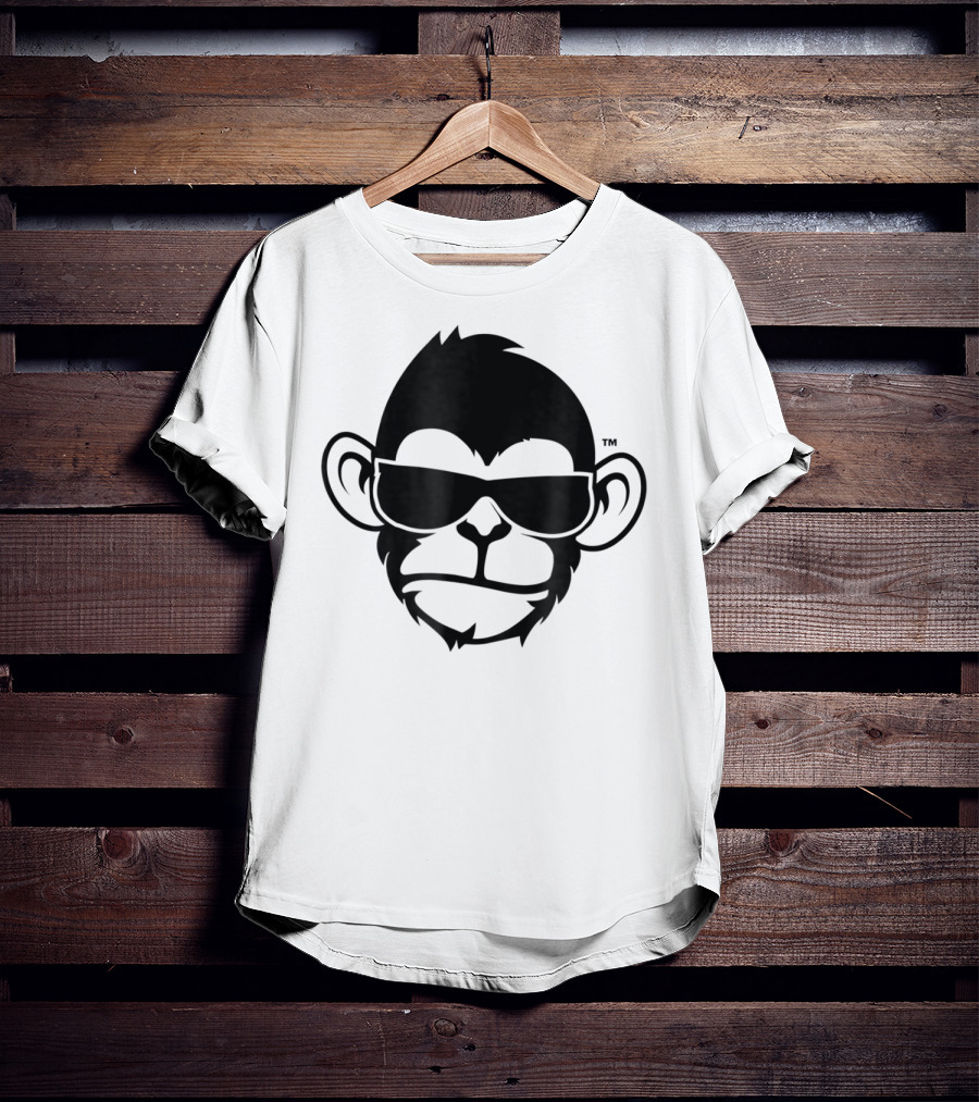 Fuzewear Monkey Face Sunglasses Cool Black T-Shirt