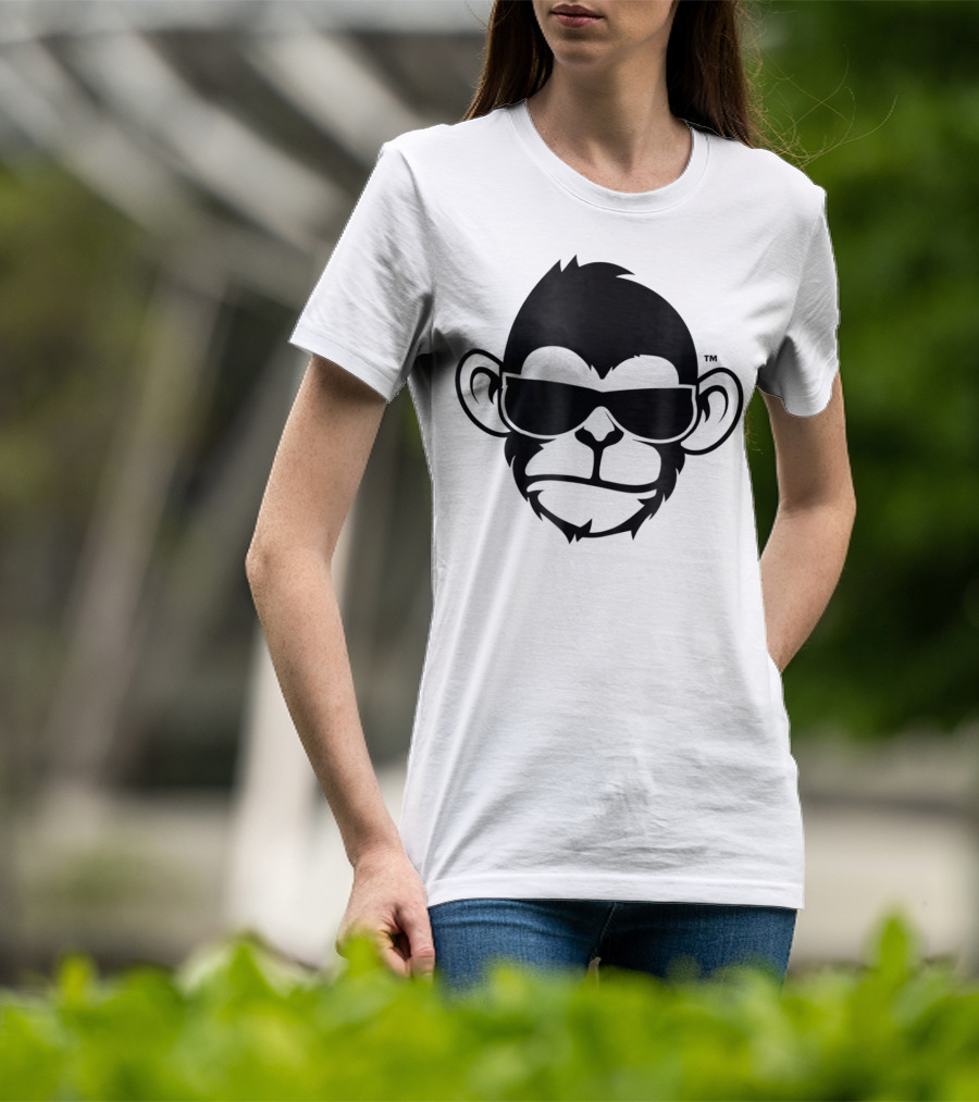 Fuzewear Monkey Face Sunglasses Cool Black T-Shirt