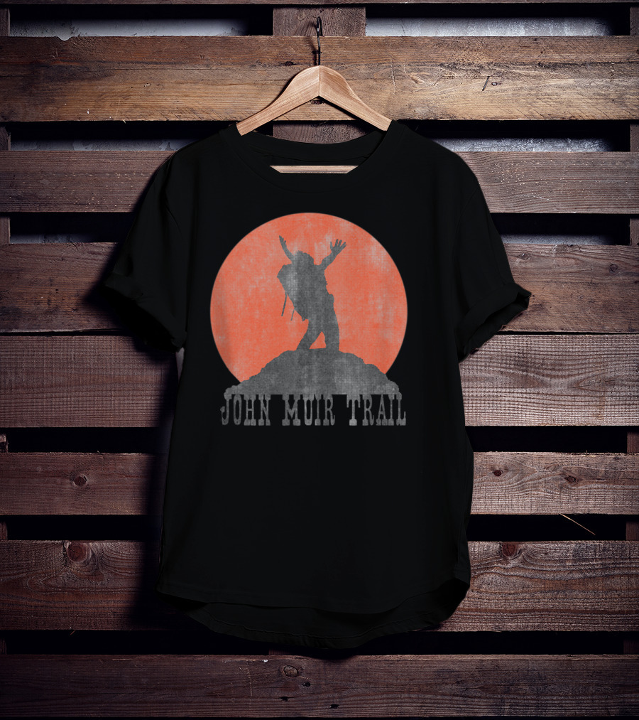 John Muir Trail Classic Hikers Silhouette With Backpack And Sunset T-Shirt