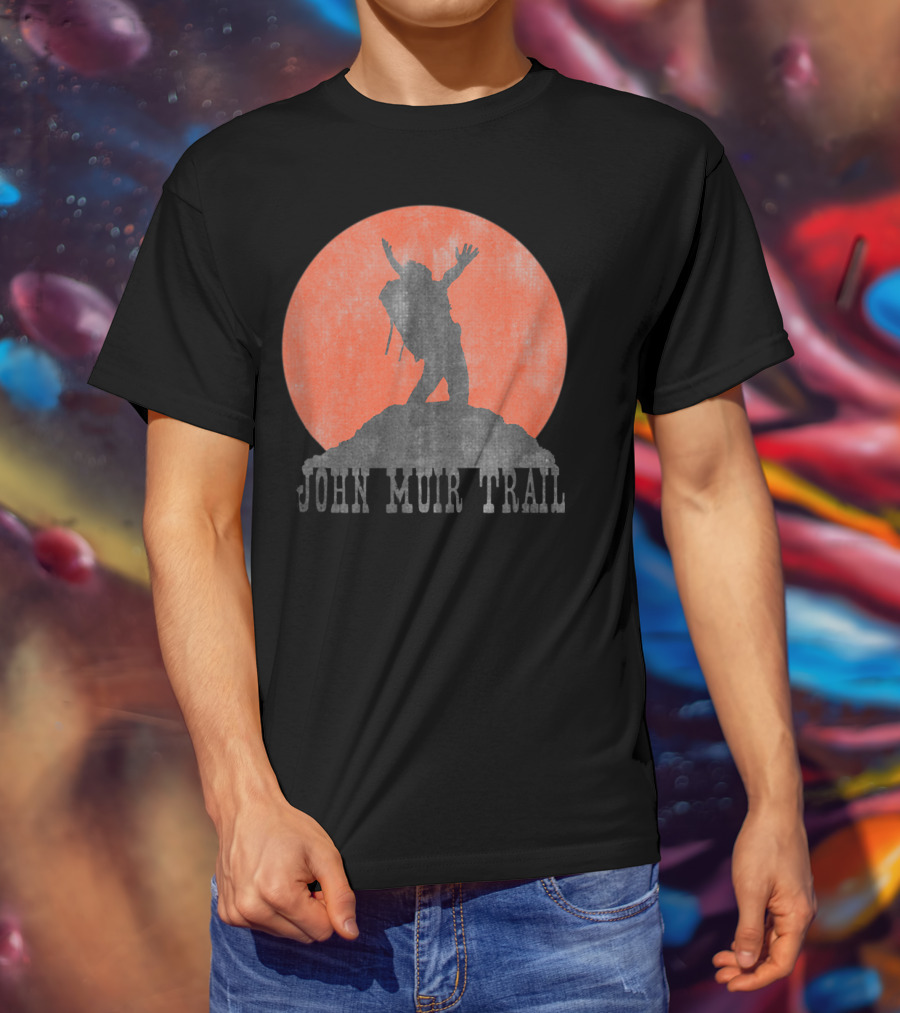 John Muir Trail Classic Hikers Silhouette With Backpack And Sunset T-Shirt