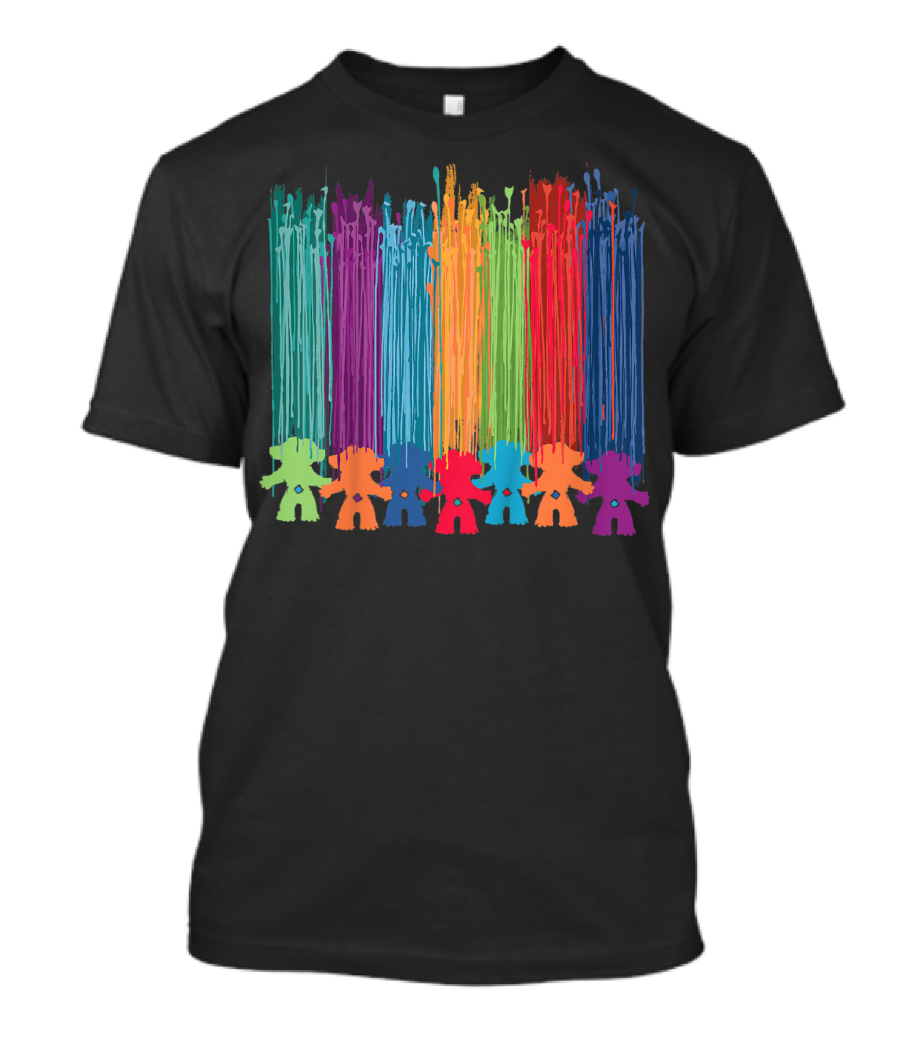 Kids Classic Trolls Rainbow Hair Paint Streaks T-Shirt