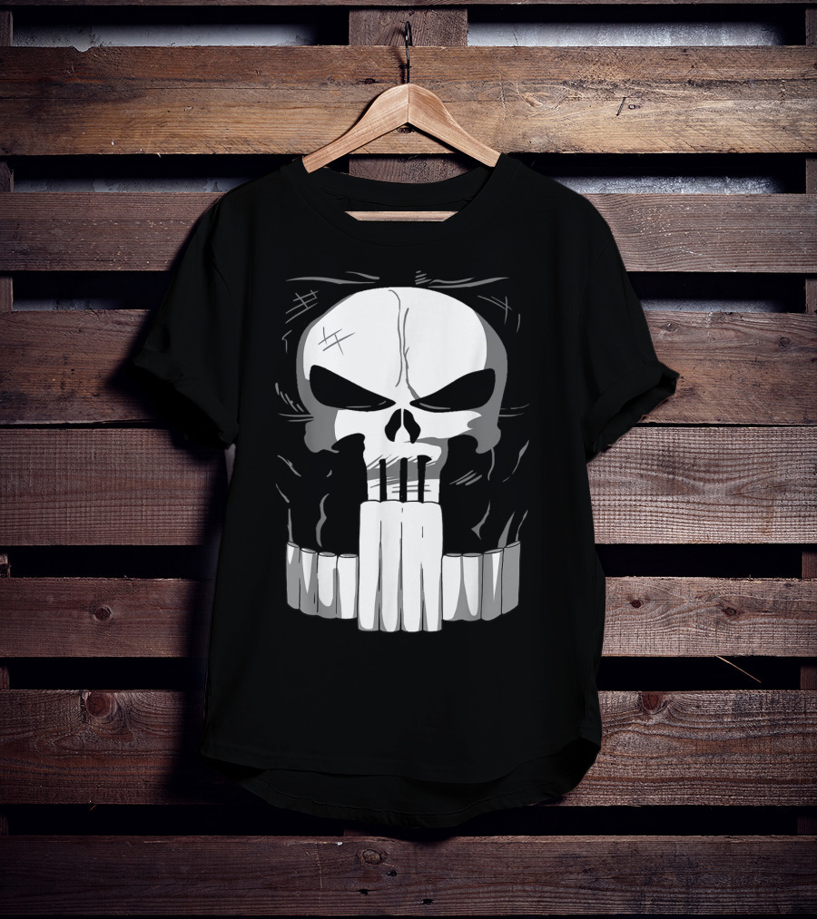 Marvel Punisher Skull With Bullet Teeth T-Shirt