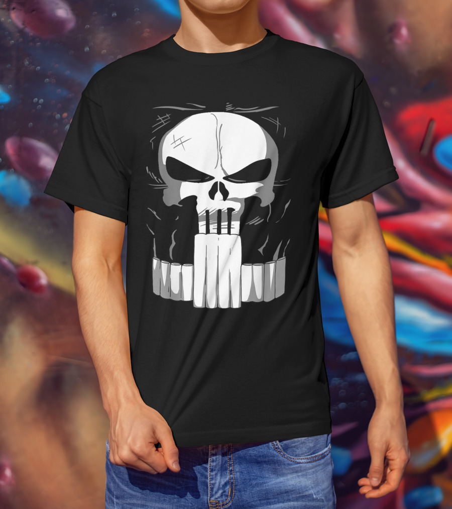 Marvel Punisher Skull With Bullet Teeth T-Shirt
