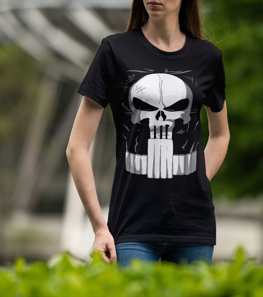 Marvel Punisher Skull With Bullet Teeth T-Shirt