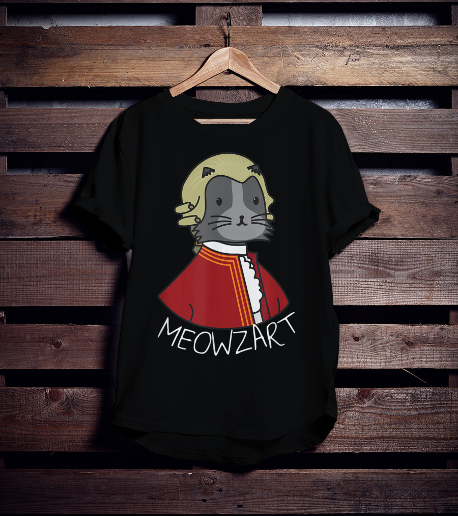 Meowzart Funny Cat Classic Music Mozart With Red Coat And Wig T-Shirt