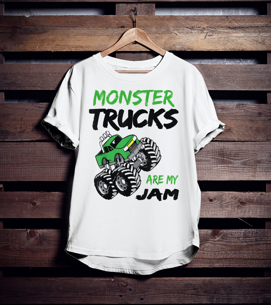 Monster Trucks Are My Jam Classic Green Racing Adventure T-Shirt