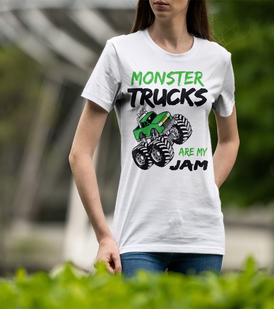 Monster Trucks Are My Jam Classic Green Racing Adventure T-Shirt