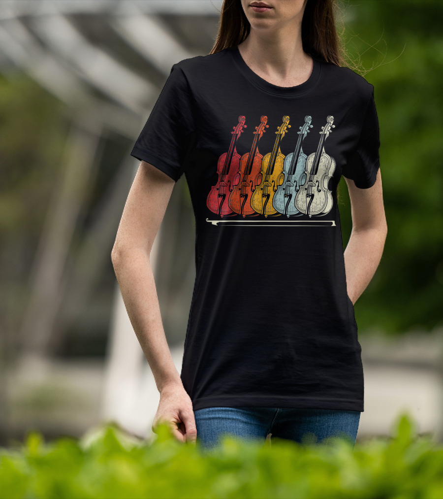 Classic Cello Rainbow Musical Instrument T-Shirt