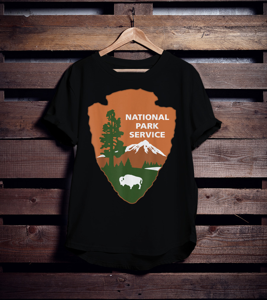 National Park Service Logo Badge With Mountain And Bison T-Shirt