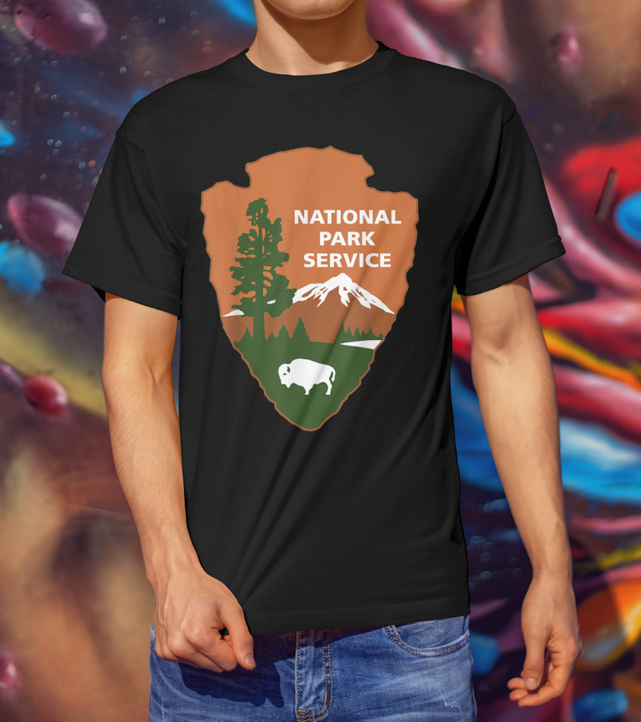 National Park Service Logo Badge With Mountain And Bison T-Shirt