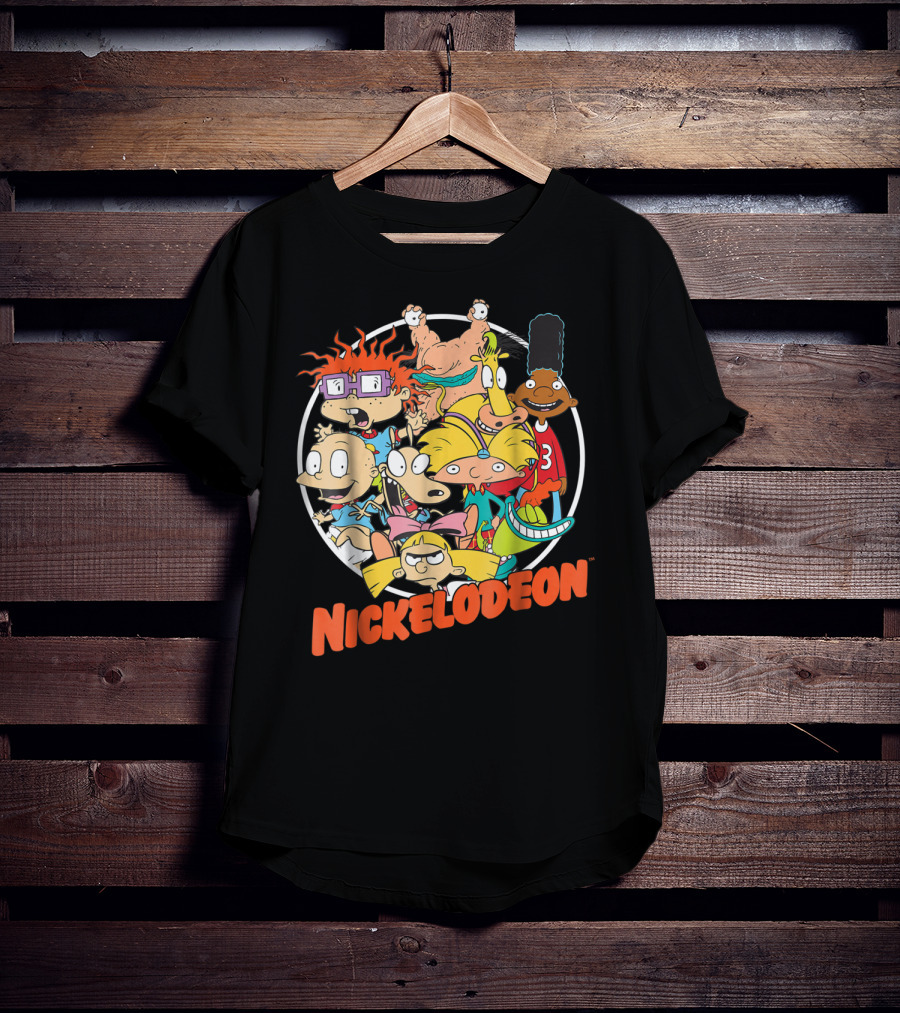 Nickelodeon Classic 90s Characters Rugrats Hey Arnold Gerald Cartoons T-Shirt
