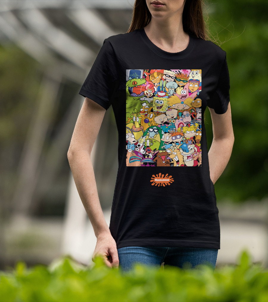 Nickelodeon Classic 90s Cartoon Character Collage T-Shirt