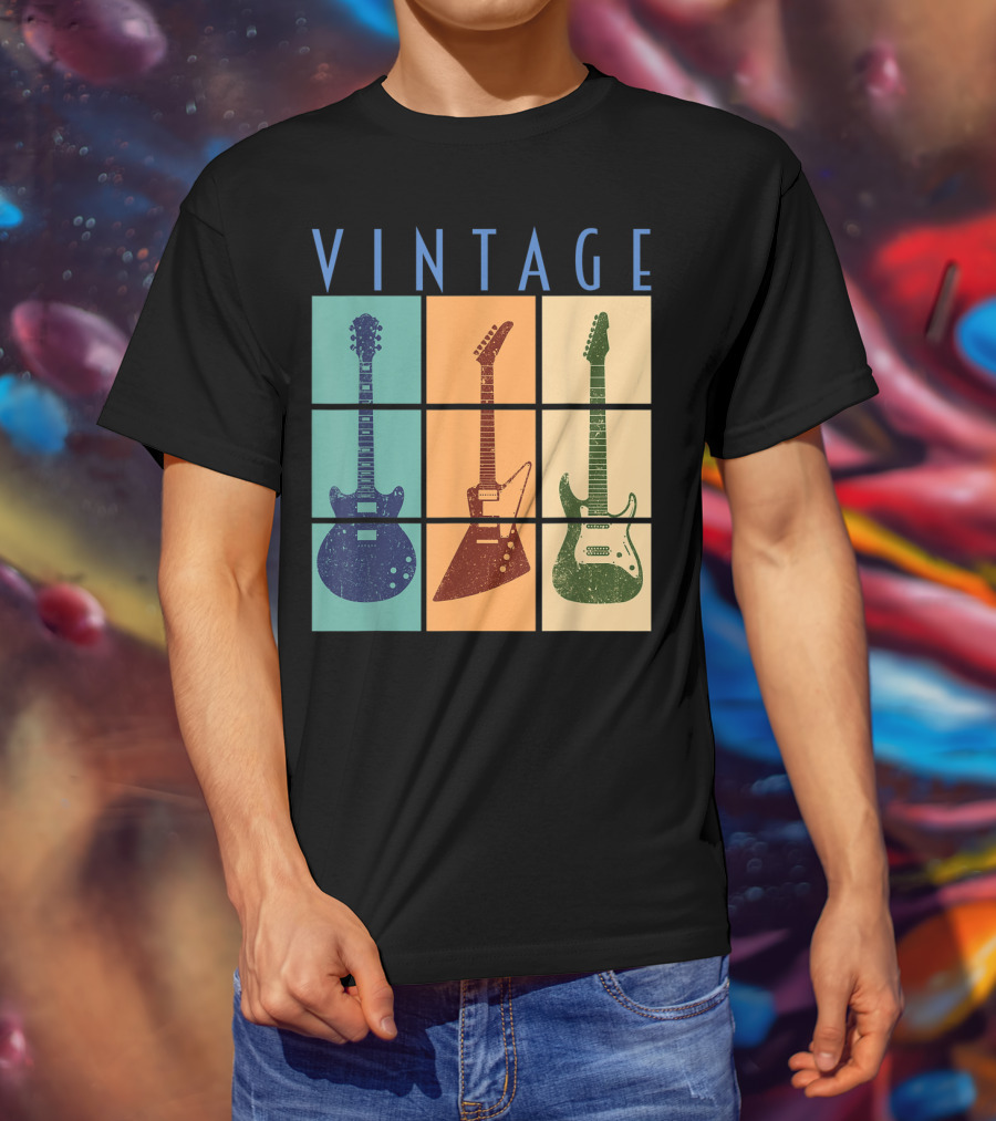 Vintage Retro Classic Guitar Cool Vintage Guitars T-Shirt
