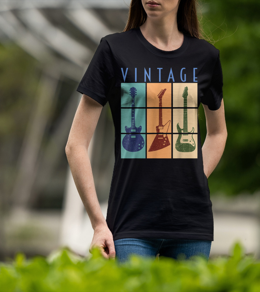 Vintage Retro Classic Guitar Cool Vintage Guitars T-Shirt