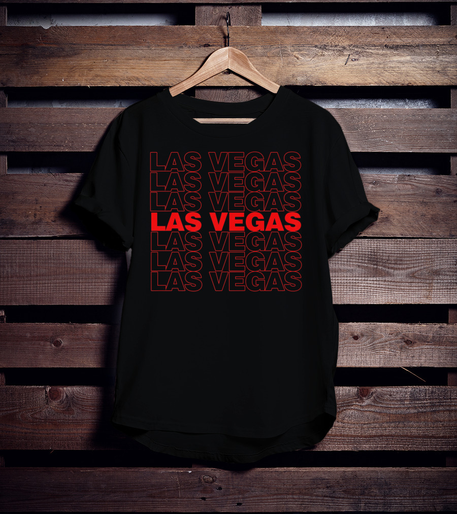 Las Vegas Repeated Red And Black Thank You Bag Style Nostalgic T-Shirt