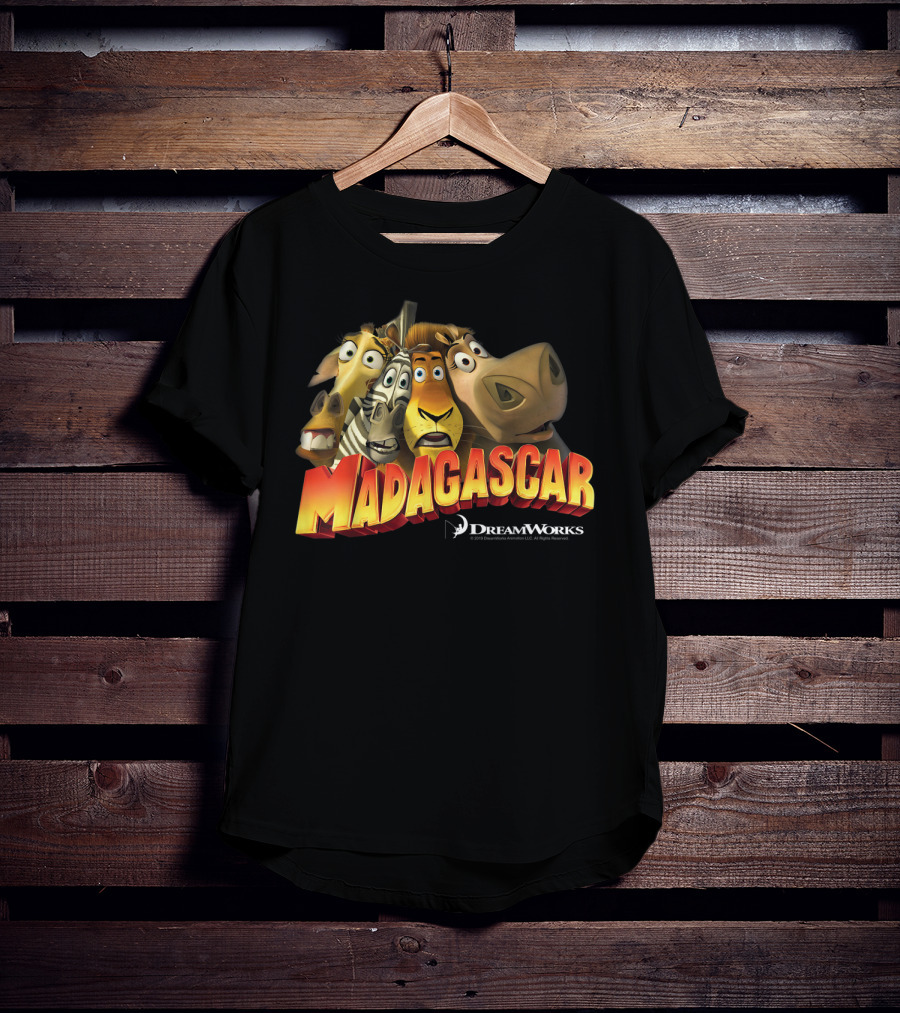 Madagascar DreamWorks Movie Characters Squished Group Shot T-Shirt