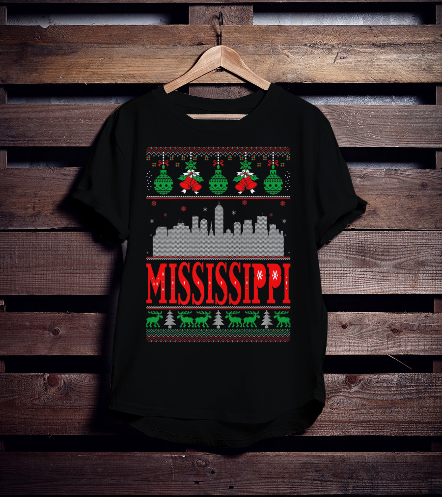 Mississippi Christmas Skyline Ugly T-Shirt