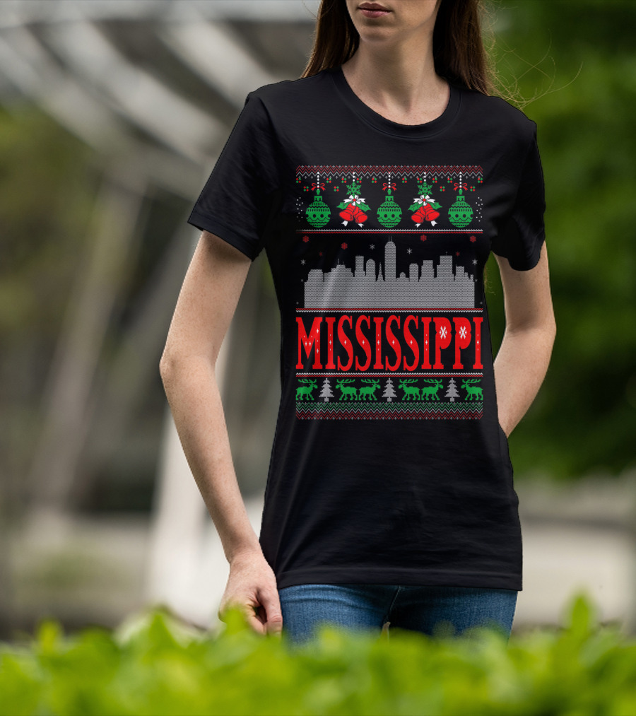Mississippi Christmas Skyline Ugly T-Shirt