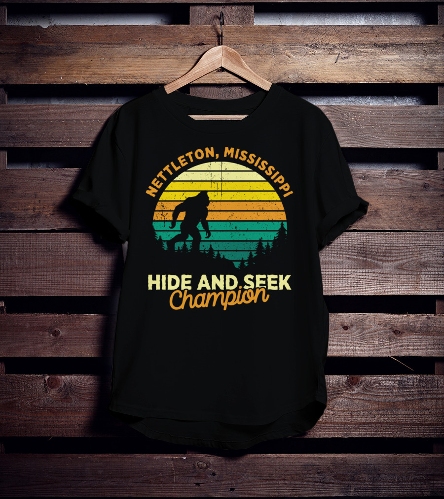 Nettleton Mississippi Bigfoot Hide And Seek Champion Retro T-Shirt
