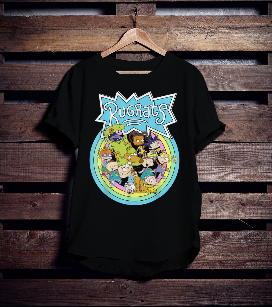 Rugrats Group Colorful Characters In Rainbow Circles T-Shirt