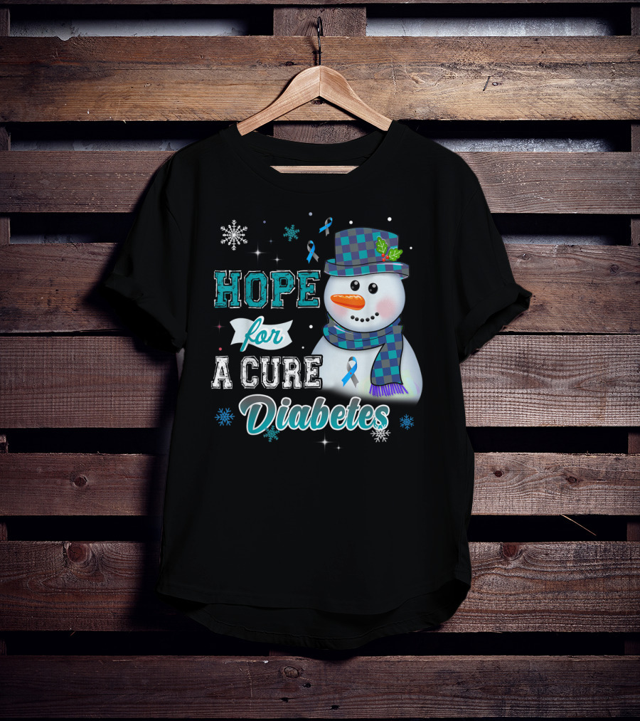HOPE FOR A CURE DIABETES Snowman T-Shirt
