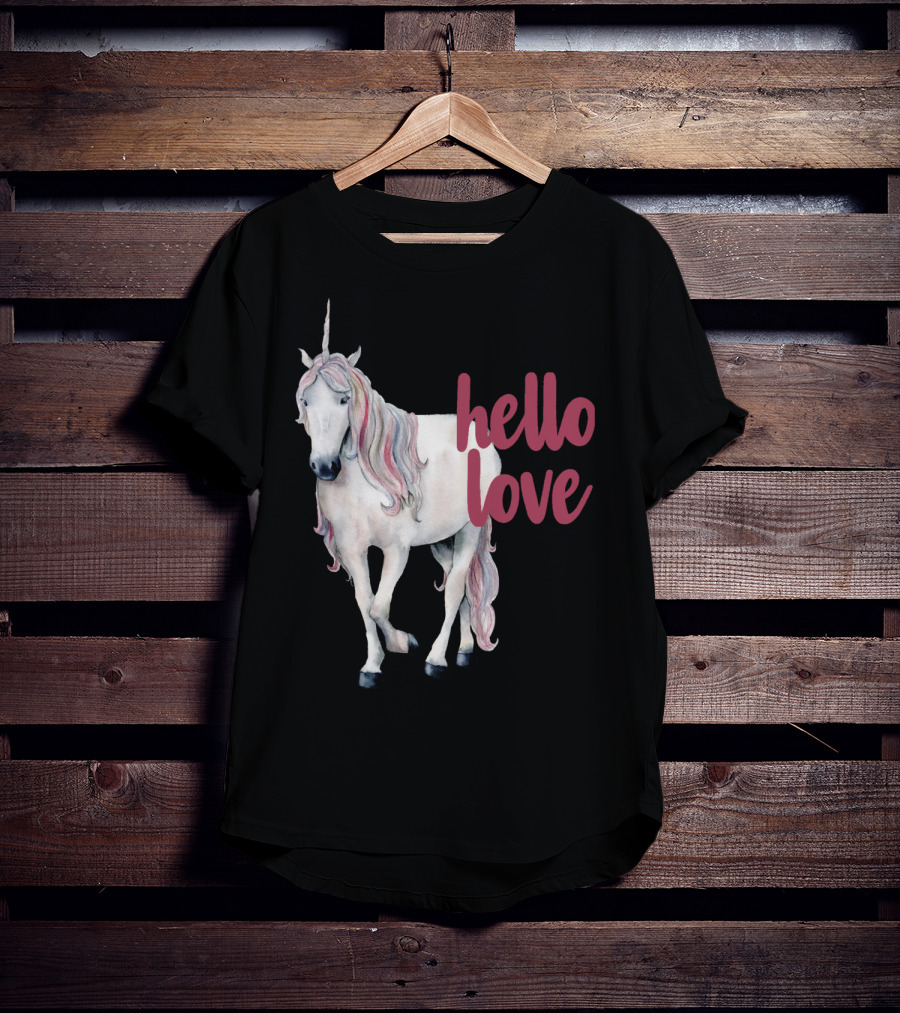Hello Love Unicorn Funny Magical Animal T-Shirt