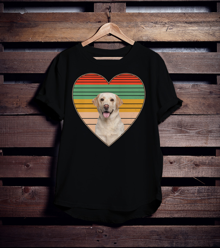 Vintage Labrador Retriever Heart Dog Lover Retro Stripes T-Shirt