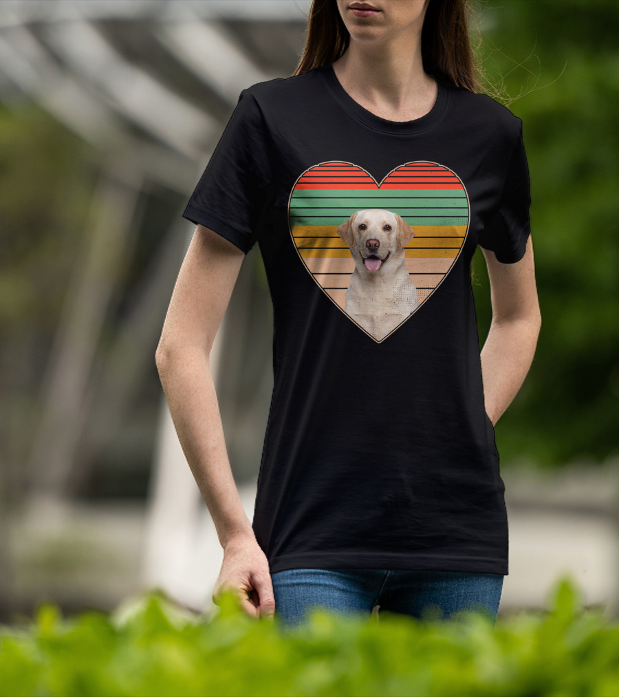 Vintage Labrador Retriever Heart Dog Lover Retro Stripes T-Shirt