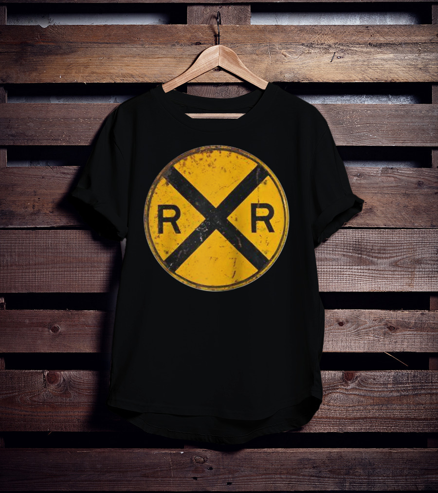 Vintage Railroad Crossing Sign RR Engineer Worker T-Shirt