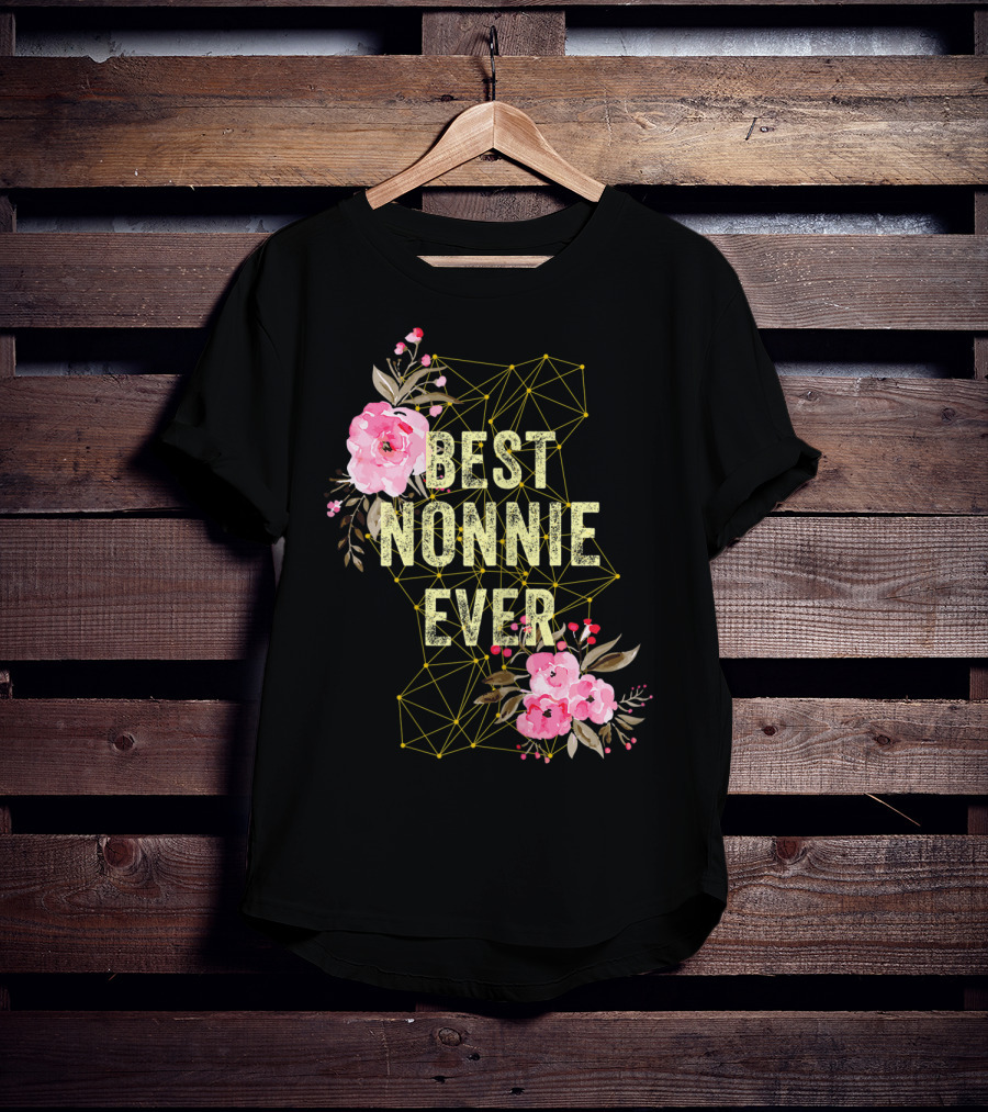 Best Nonnie Ever Floral Design Mothers T-Shirt