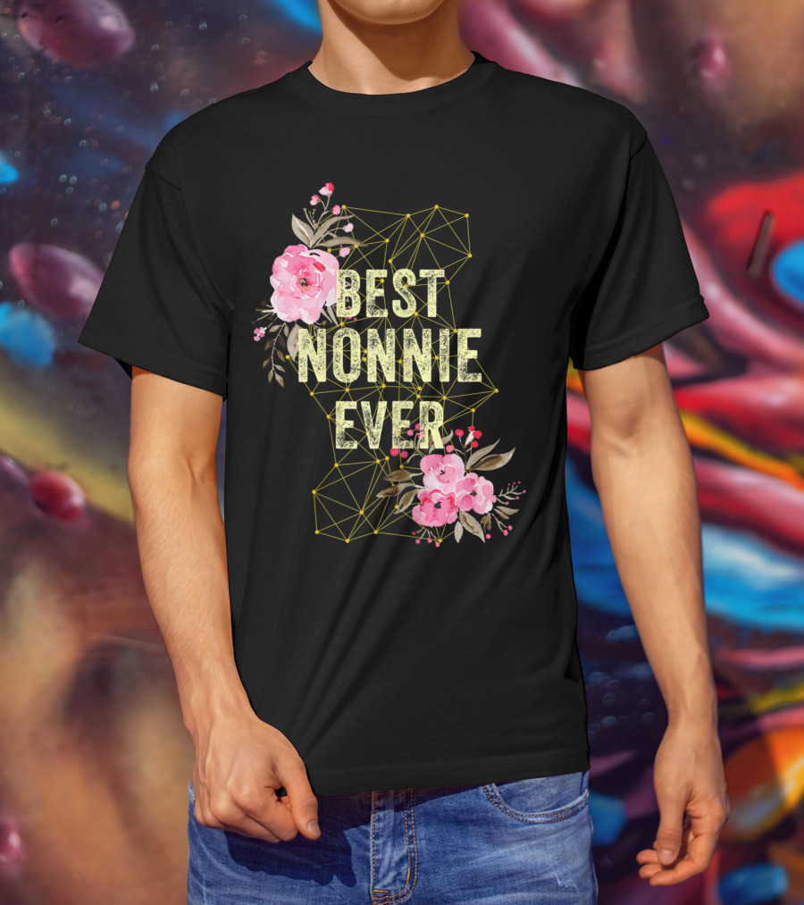 Best Nonnie Ever Floral Design Mothers T-Shirt