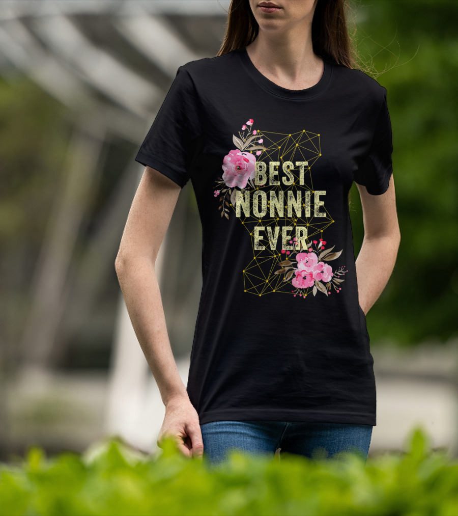 Best Nonnie Ever Floral Design Mothers T-Shirt