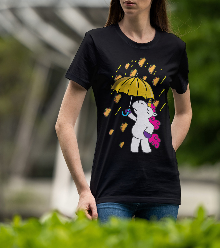 It's Raining Tacos Funny Unicorn Tacos Umbrella T-Shirt