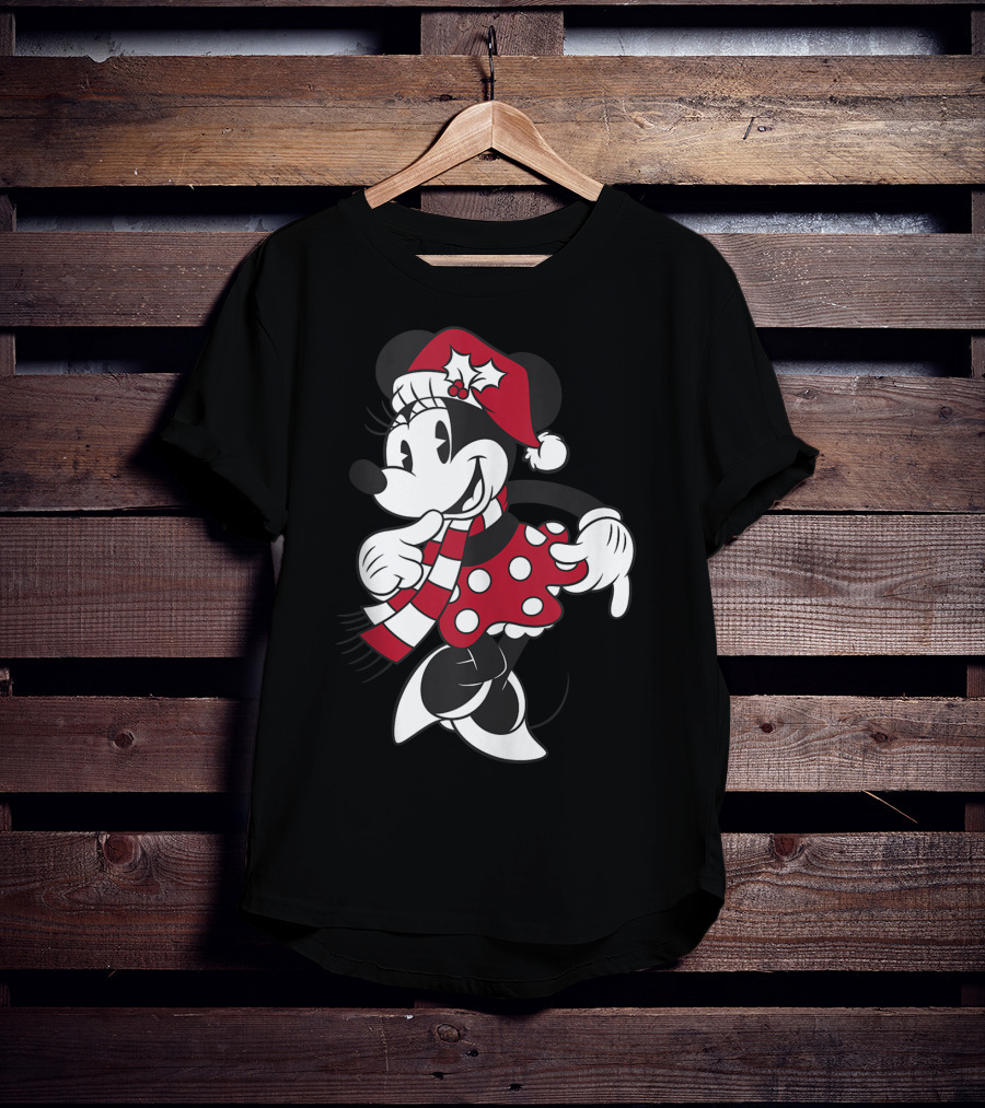 Disney Minnie Mouse Classic Christmas Santa Hat And Scarf T-Shirt
