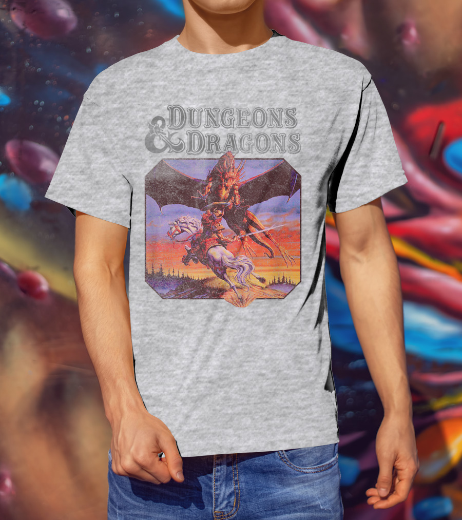 Dungeons And Dragons Classic Expert Rules Knight With Dragon T-Shirt