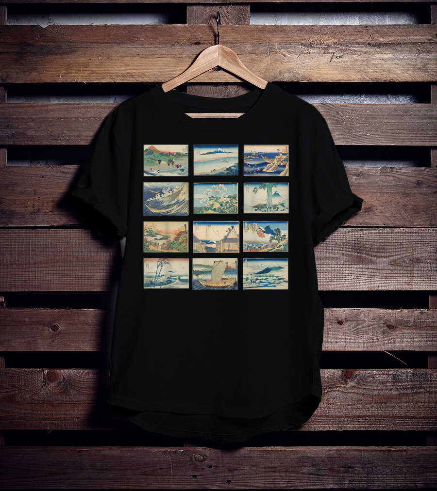 Famous Vintage Japanese Classics Ukiyo-e Wave And Mount Fuji T-Shirt