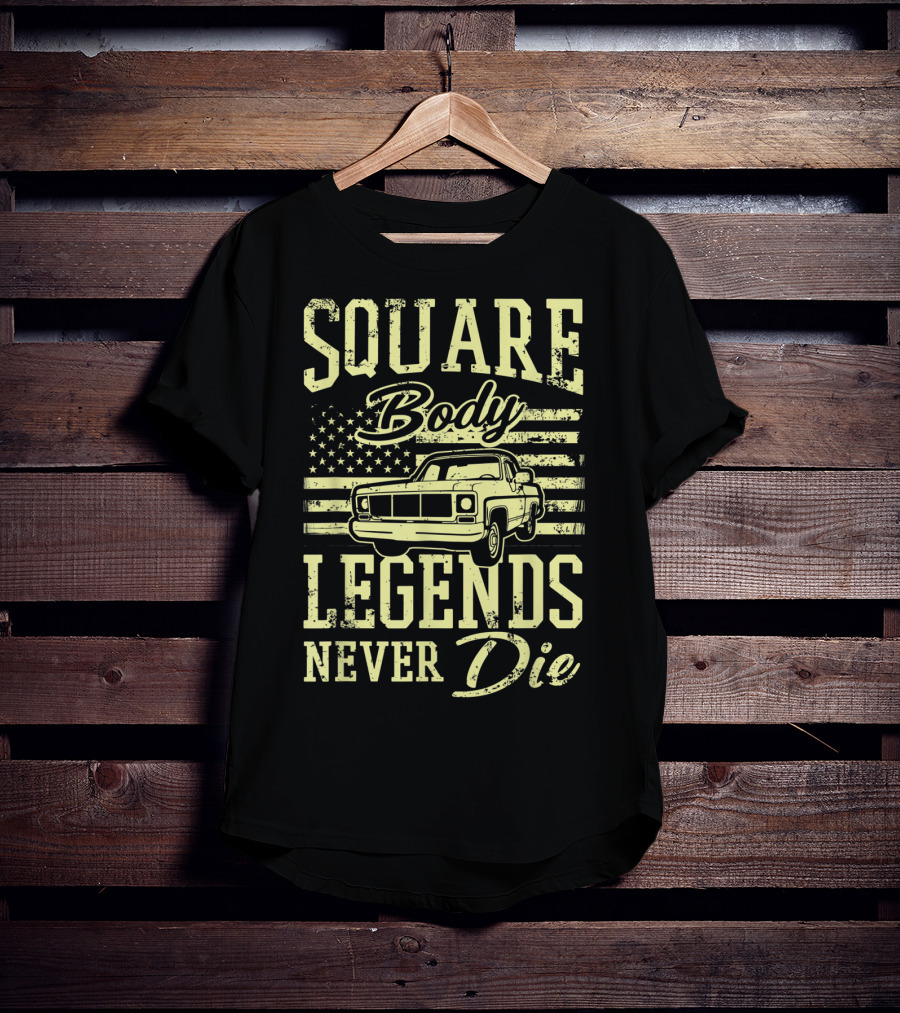 SQUARE Body Legends Never Die American Flag Classic Truck T-Shirt