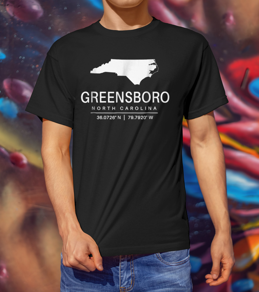 Greensboro North Carolina 36.0726°N 79.7920°W Classic NC Map T-Shirt