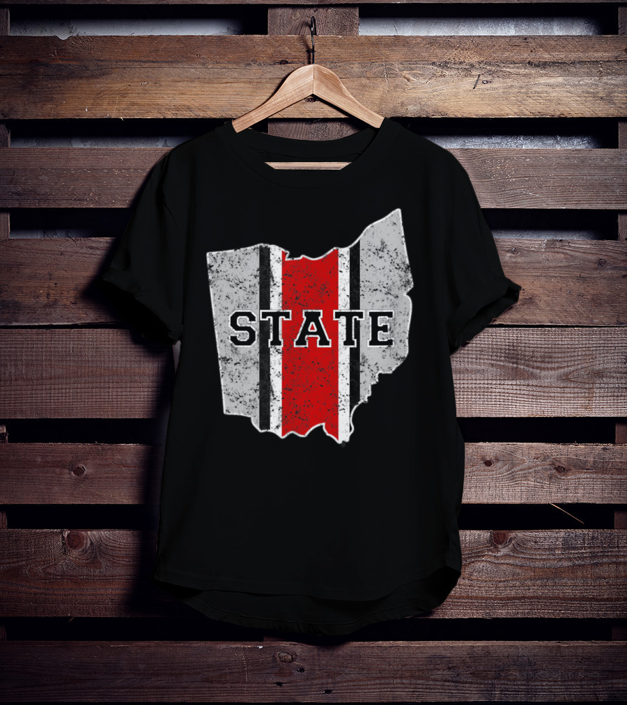 State Outline With Distressed Ohio Stripe T-Shirt