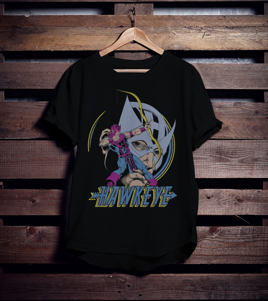 Hawkeye Ready Aim Fire Classic Marvel Archery Action T-Shirt