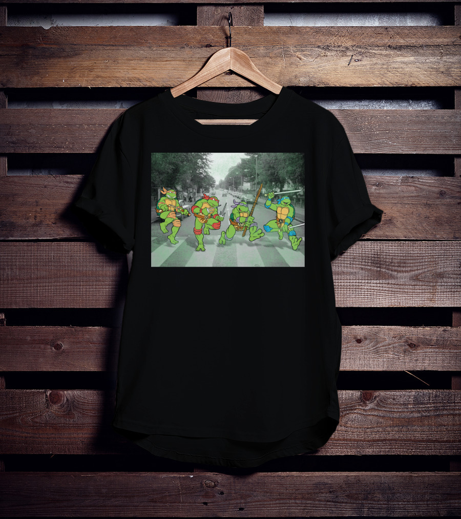Nage Mutant Ninja Turtles Abbey Road Style Street Scene T-Shirt