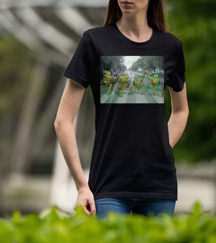 Nage Mutant Ninja Turtles Abbey Road Style Street Scene T-Shirt