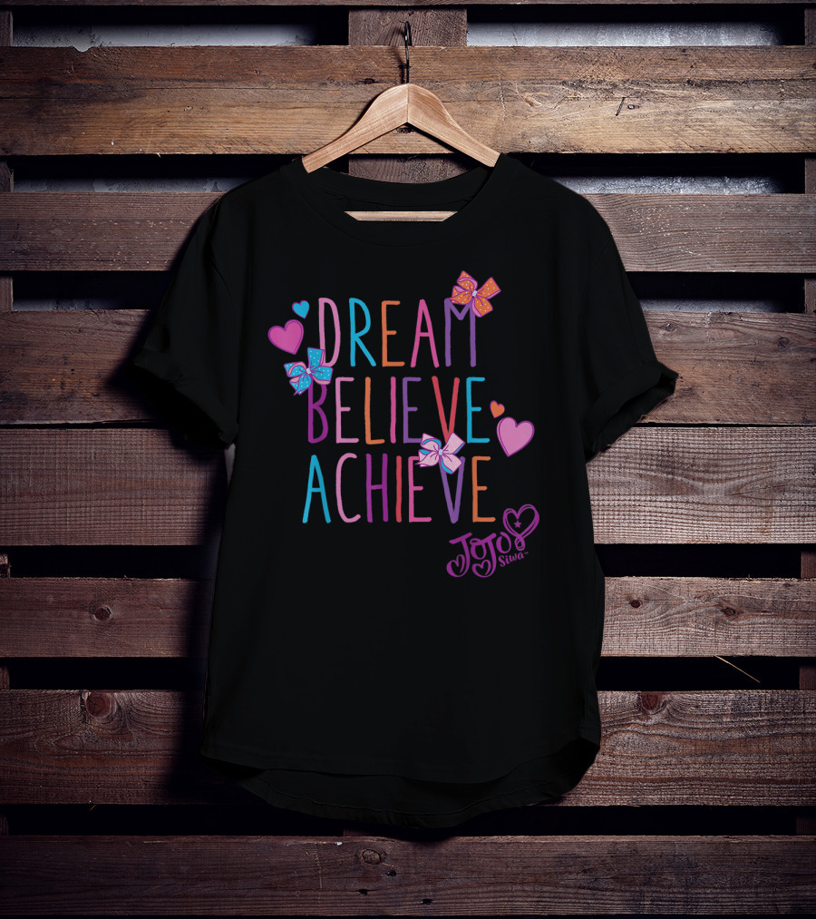 Nickelodeon Jojo Siwa Dream Believe Achieve Hearts And Bows T-Shirt