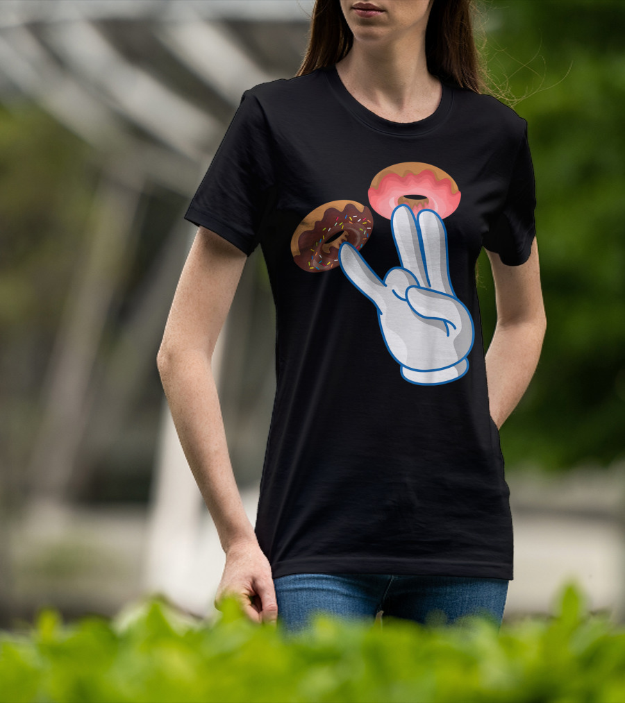2 In The Pink 1 In The Stink Hand Gesture With Two Sprinkle Donuts Dark Humor T-Shirt